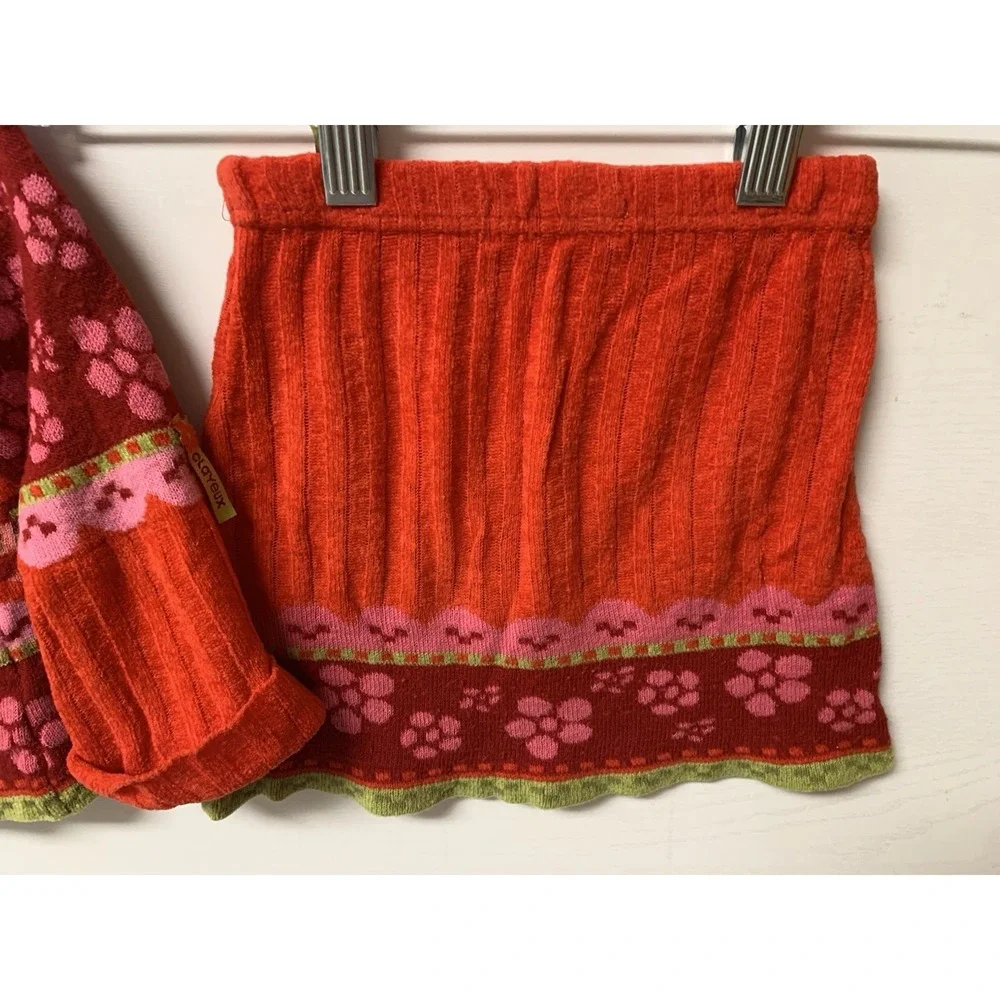 Vtg Irene Clayeux France Knit Pleated Red Tennis‎  Skirt Set Toddler 3
